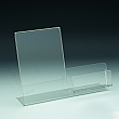 Slanted Sign Holder with pocket - w/ Business Card Pocket 3,5 W - 4 W x 6 H - Clear durable acrylic
