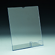 Slanted Sign Holder with pocket - w/ Business Card Pocket 3,5 W bottom right - 8,5 W x 11 H - Clear durable acrylic