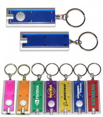 Slim Rectangular Flashlight with Swivel Key Chain (Translucent Blue)