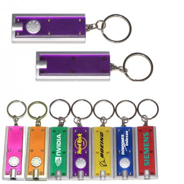 Slim Rectangular Flashlight with Swivel Key Chain (Translucent Purple)