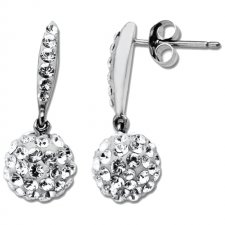 Sterling Silver Luminesse Swarovski White Crystal Balldrop Earrings