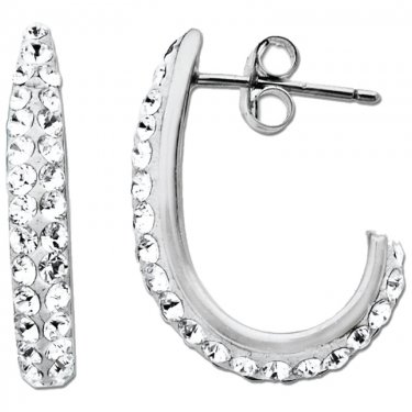 Sterling Silver Luminesse White Crystal Hoop Earrings