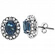 Sterling Silver Swarovski Blue and White Crystal Earrings