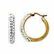 Sterling Silver/Gold Plated Clear Crystal Hoop Earrings.