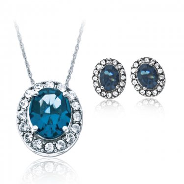 Swarovski Blue and White Crystal Pendant and Ea...