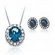 Swarovski Blue and White Crystal Pendant and Earrings Gift Set