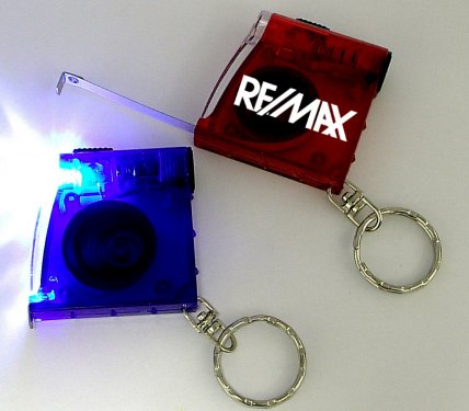 Tape Measure with LED Flashlight and Keychain