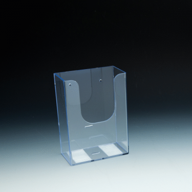 WallMount Brochure Holder up to 4 Width - extra capacity - 1 pocket -  4,75 W x 6,5 H x 2,75 D - Clear