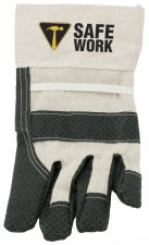 Work gloves in natural cotton with black rubberized non-slip dots