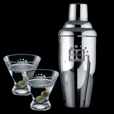 Connoisseur 3 Piece Martini Set with Shaker & 2 Brisbane Glasses