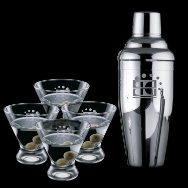 Connoisseur 5 Piece Martini Set with Shaker & 4 Brisbane Glasses