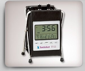 Leatherette Pen Holder with Temperature Display, Calendar and Clock
