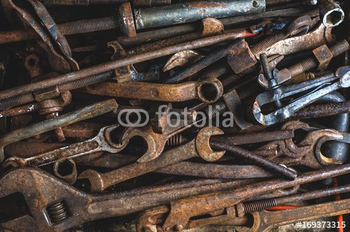 Background of old rusty tools. The concept of workshop or repair - 901150426