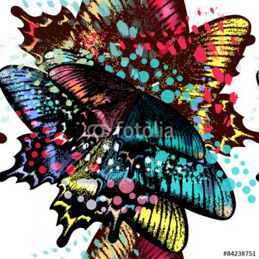 Fashion butterflies vector pattern in bright color - 901150538