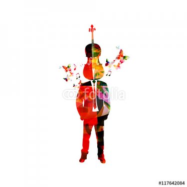 Man with violoncello head. Music inspires concept