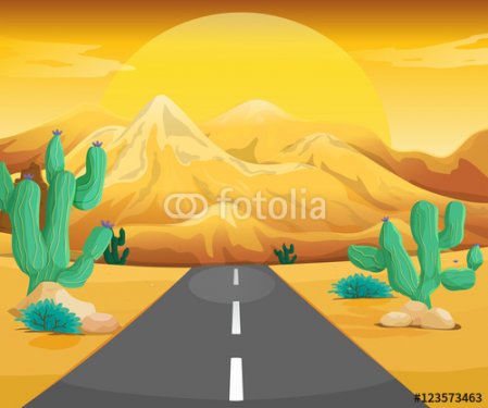 Scene with road in the desert