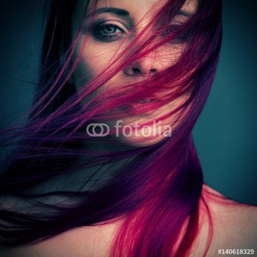 dramatic portrait attractive girl with red hair - 901150612