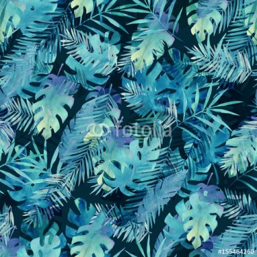 Watercolor leaves pattern. Summer print. Painting illustration - 901150640