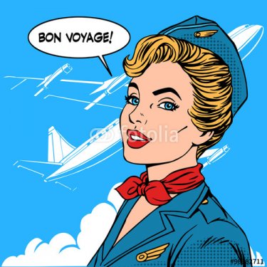 Bon voyage stewardess airplane travel tourism - 901150370