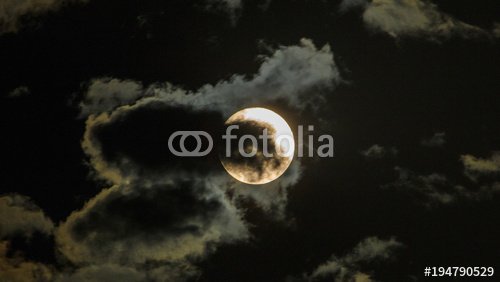 Full moon and moonlight in cloud