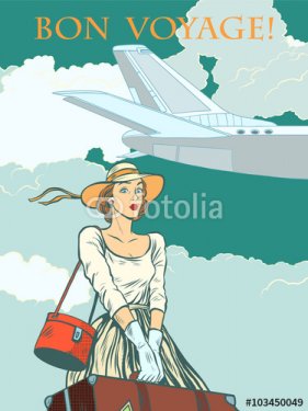 girl passenger plane Bon voyage - 901150372
