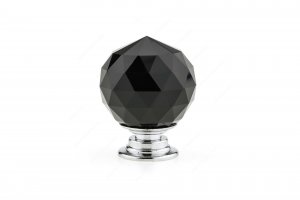 Contemporary Crystal Knob - 8737 - DIA 30 mm - Chrome / Black