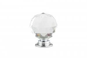 Contemporary Crystal Knob - 8737 - DIA 30 mm - Clear / Crystal / Chrome