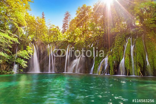Amazing waterfall in Plitvice Lakes National Park, Croatia, Europe. Majestic ... - 901150845