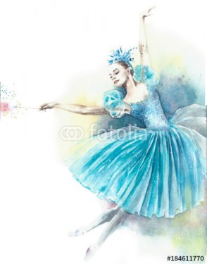 Ballerina fairy ballet dancer nutcracker watercolor painting illustration iso... - 901150932