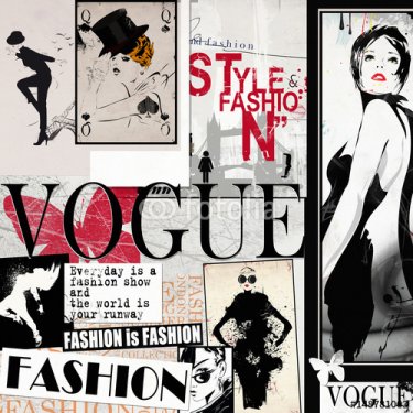 Fashion collage with freehand drawings - 901150938