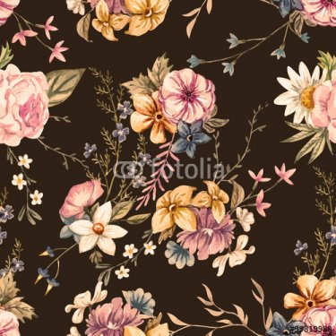 Vector watercolor floral pattern - 901150881