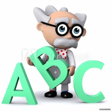 3d Mad Scientist teaches the alphabet