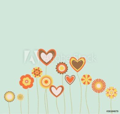 abstract flowers and hearts - 900458657