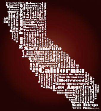 abstract map of California state, USA - 900594168