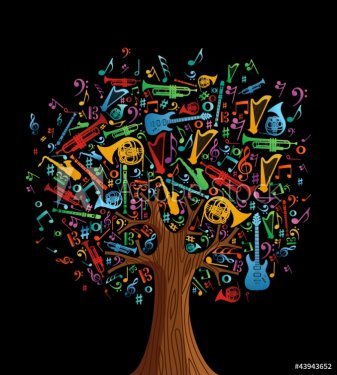 Abstract musical tree made with instruments