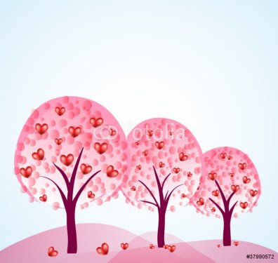 abstract trees with hearts - 900458659