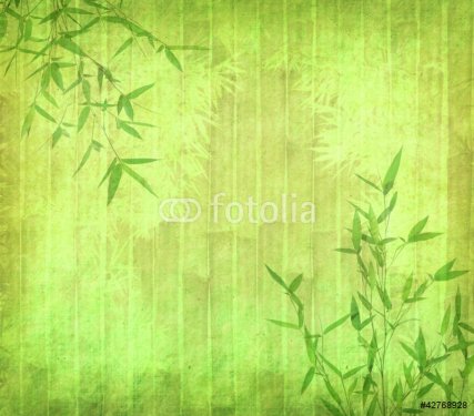 bamboo on old grunge paper texture background - 900456830