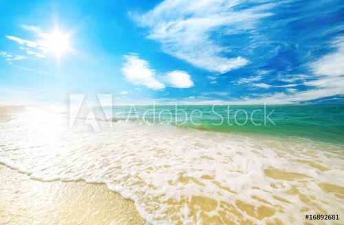 beach sand and sky with clouds - 900739492