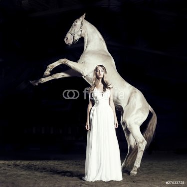 Beautiful girl and horse - 900078183