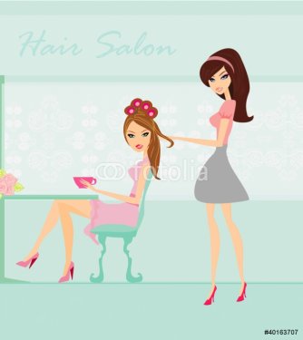 beautiful woman in hairdressing salon - 900469383