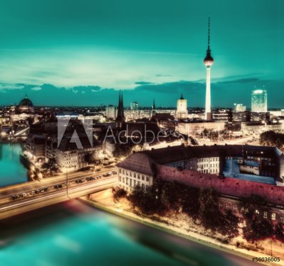 Berlin, Germany major landmarks at night - 901140330