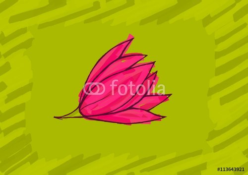 Big pink flower on green - 901147847