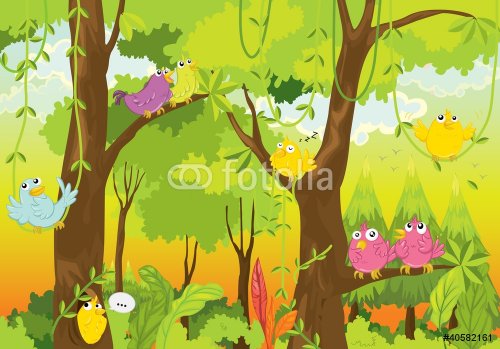 birds in forest - 900460692