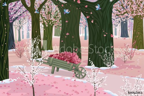 Blooming forest on Valentine's Day