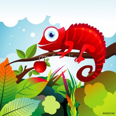 chameleon vector illustration - 900485420