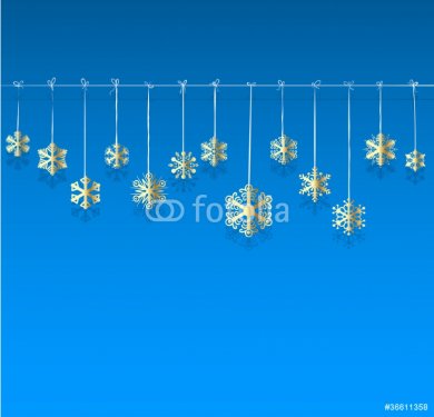 Christmas background. Golden snowflakes - 900622712