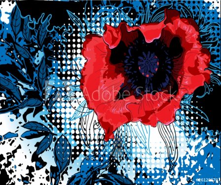 colored background with a bright large flowers poppy
