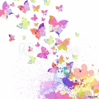 Colorful abstract vector background with butterflies