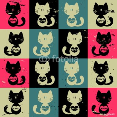 Colorful vector background with cats - 900590671