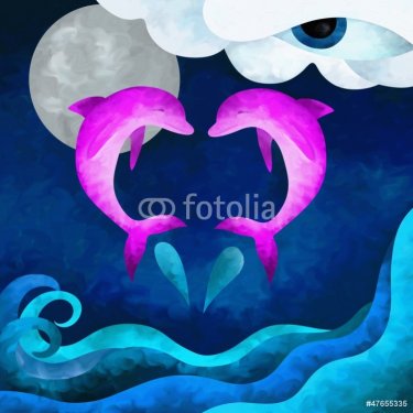 cuore con delfini rosa - 901137631